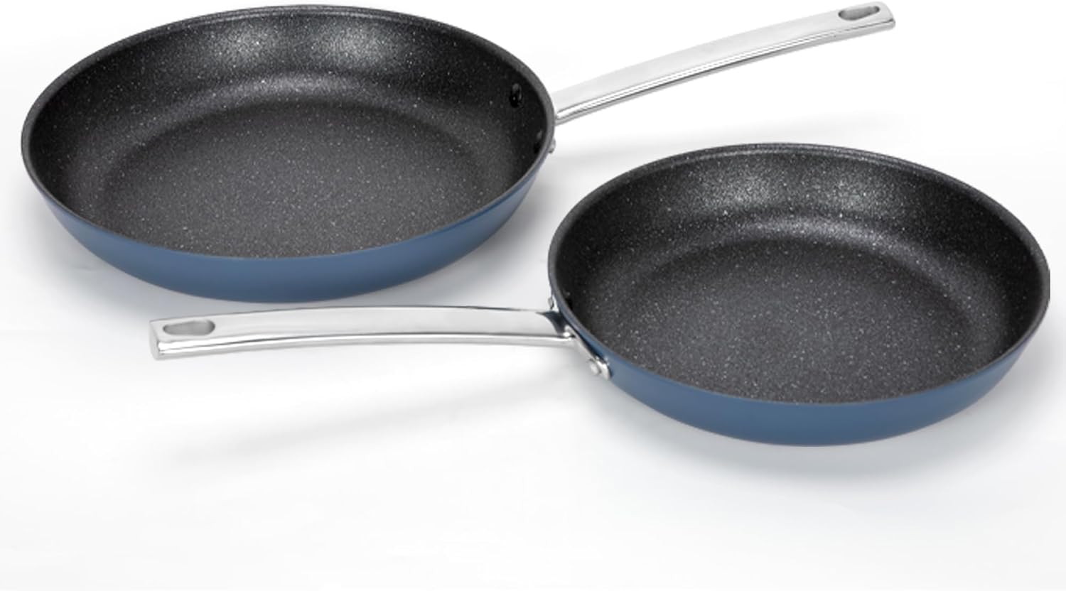 MAISON ARTS Nonstick Frying Pans Set 2 Piece, 9.5 and 11 Skillet with Stainless Steel Handle, Non Toxic Deep Fry Pan, Induction Cookware Sets with Healthy Plasma Titanium Coating